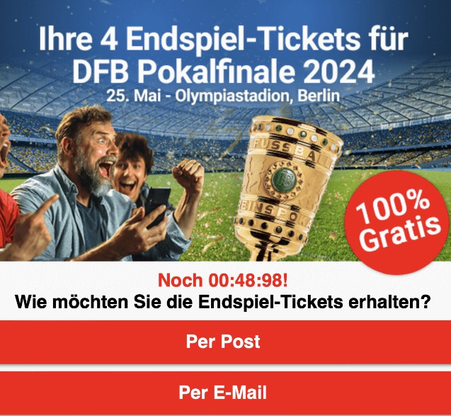 Get Free tickets for ‘The German Football Showpiece 2024 DFB Pokal Final’.Enter details