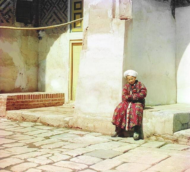 In the court of the Tillia-Kari mosque. Samarkand.