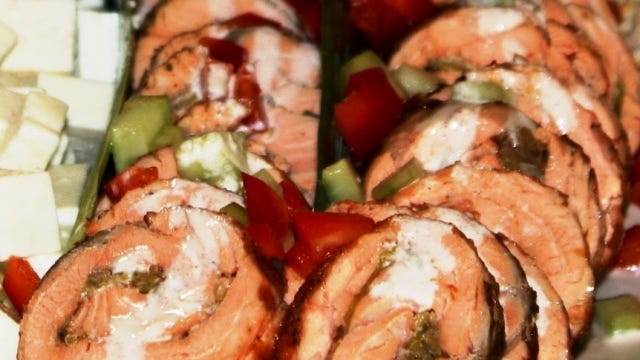 Salmon Roulade With Leeks and Gazpacho Sauce | by Chuck J Douros | Medium