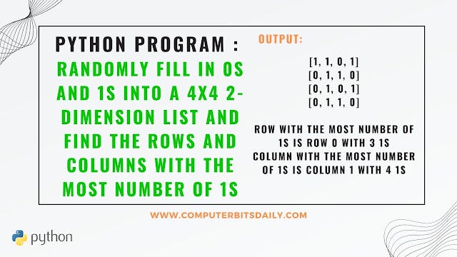 Python Program to Randomly Fill in 0s and 1s into a 4x4 2