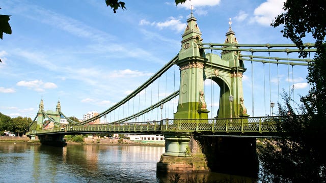 Hammersmith Bridge, designed by Sir Joseph Bazalgette