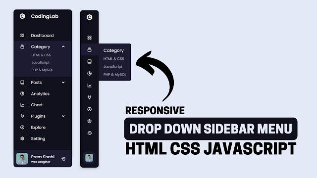 Dropdown Sidebar Menu using HTML CSS | by codinglabweb | Medium