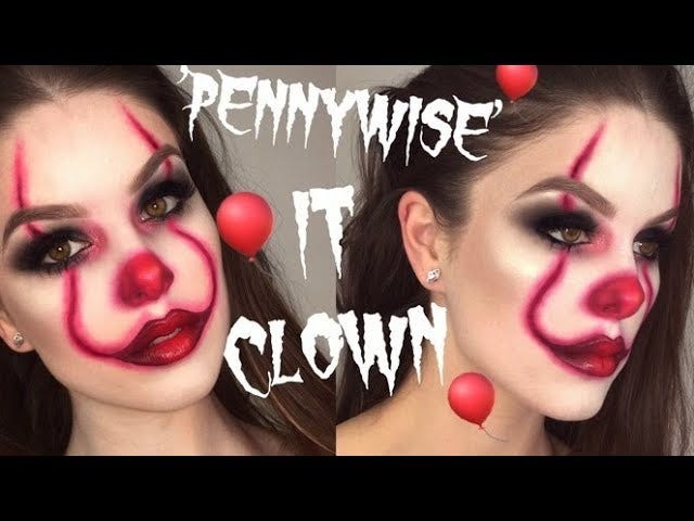 Easy 'Pennywise' Clown  It Movie Halloween Makeup Tutorial — Clown Makeup  - Grunge Makeup - Medium