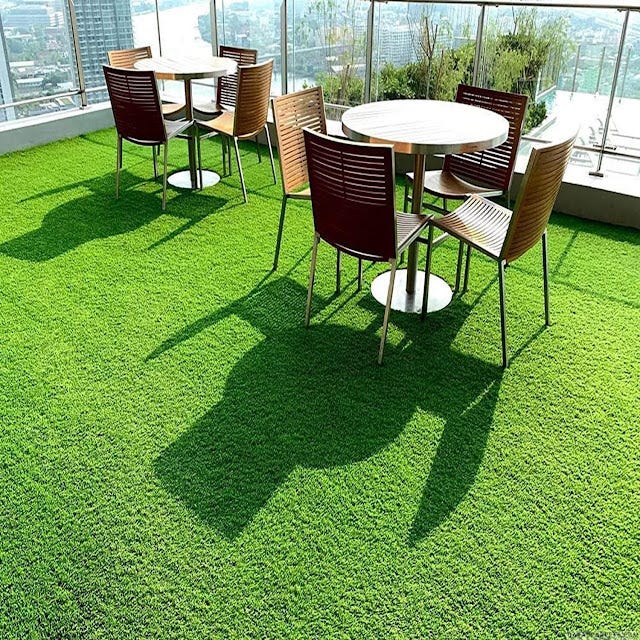 GREEN GRASS CARPET LOOKS AND FEELS JUST LIKE NATURAL GRASS, PROVIDING A