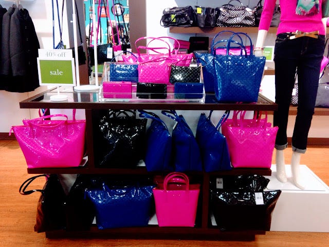 Handbags and Wallets: Blue, Pink, or Black