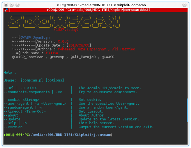 JoomScan 0.0.6 — OWASP Joomla Vulnerability Scanner Project | by Anastasis  Vasileiadis | Medium