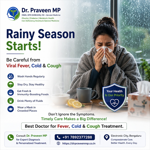 Rainy Season Starts: Be Careful of Viral Fever, Cold & Cough Dr. Praveen MP