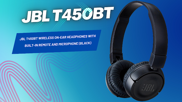 JBL T450BT Wireless On-Ear Headphones with Built-in Remote and Microphone  Black - AudioWeb - Medium