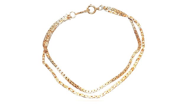 <Old 5②> Bracelet: K18 yellow gold. A double-strand design featuring the same box-like shape but with slight variations in the pattern.