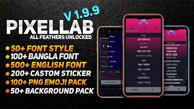 Pixellab Extra Dark Mod apk 5000+ Stylish font, 500+ Stickers, with Many  more features || Fahad Creation | by Faysal Al Fahad | Medium