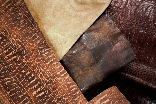 Full grain leathers are top-shaved to create an even surface and uniform thickness, but otherwise preserve the look of the animal; other grades of leather may be stamped and dyed to resemble full grain, so it’s best not to go by looks alone when determining if a product is actually full grain. (Photo by Moussa Idrissi via Pexels)