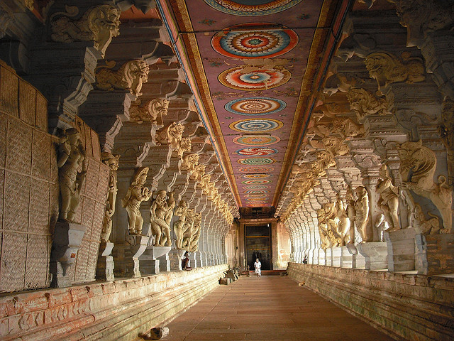 Inside the Ramanathaswamy Temple in Rameswaram, India