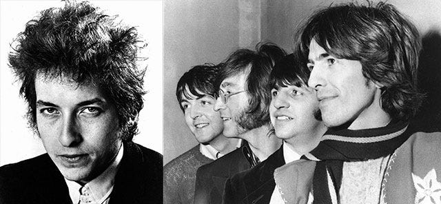 Bob Dylan and The Beatles, 1960s (Wikimedia Commons)