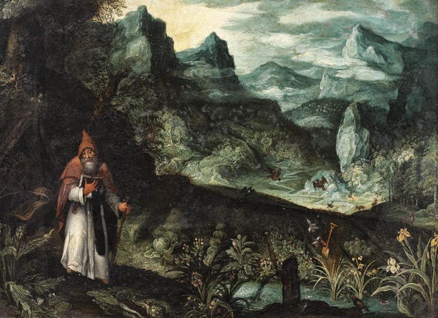 Cercle of Paul Bril; Saint Anthony Abbot before his field of crops 01 ...