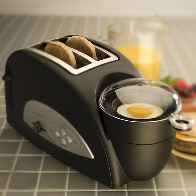 Toaster and top egg cooker