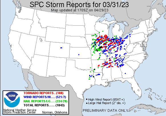 通过NCEI暴风事件数据库提供原始数据。图片来源：NOAA / NWS Storm Prediction Center