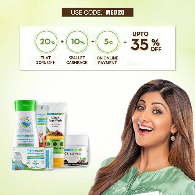 MamaEarth Coupon Code MED20 MamaEarth MED20 Medium