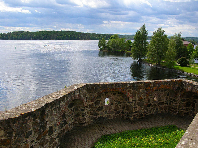 Lake view from the towers of Olavinlinna Castle, Finland