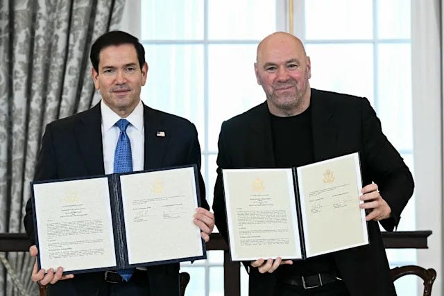 Secretary of State Marco Rubio and UFC CEO Dana White at the State Department MOU signing