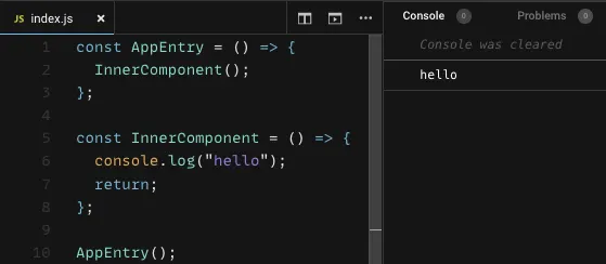Working example with call to later defined function after its definition