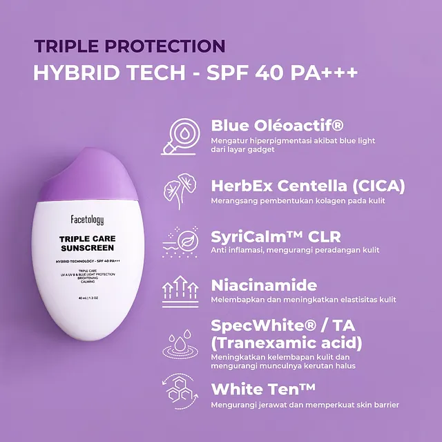 Facetology Triple Care Sunscreen SPF 40 PA+++ 40 ml