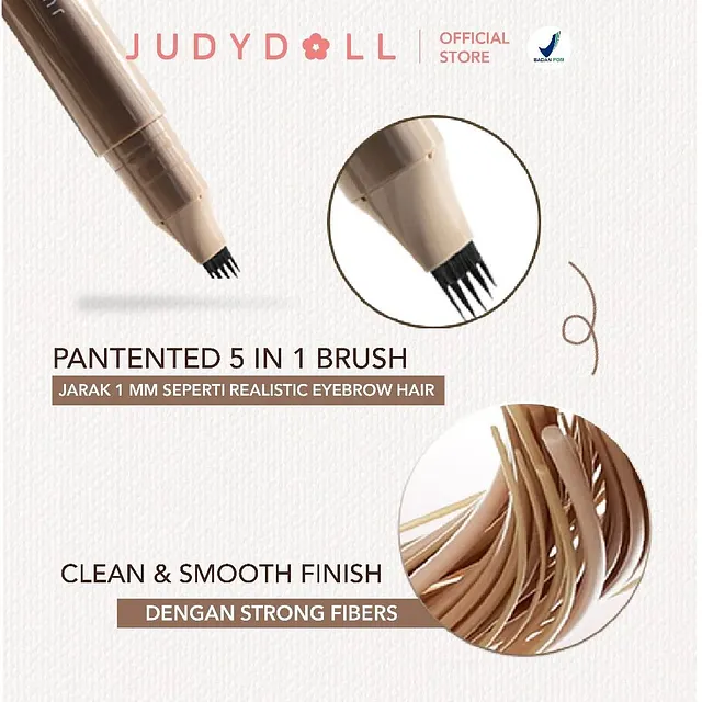 Pratinjau Judydoll Liquid Eyebrow Pen 5 Brush Hasil Natural Real Hair Strokes