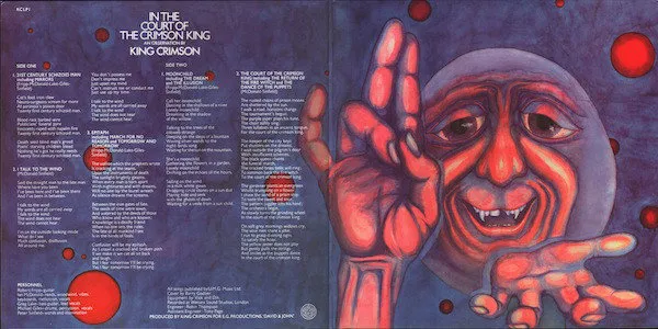Inside cover of In the Court of The Crimson King