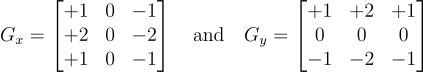 Figura 1. Kernel per l'operatore Sobel-Feldman. Credito: opera propria.