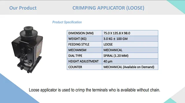 Crimping Applicator - Side Feed