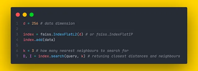 Implementazione Faiss di IndexFlatL2 e IndexFlatIP