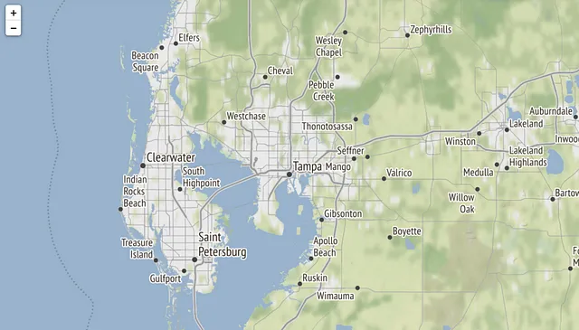 Mappa con piastrelle Stamen Terrain. Immagine creata utilizzando dati Folium e Open Street Map.