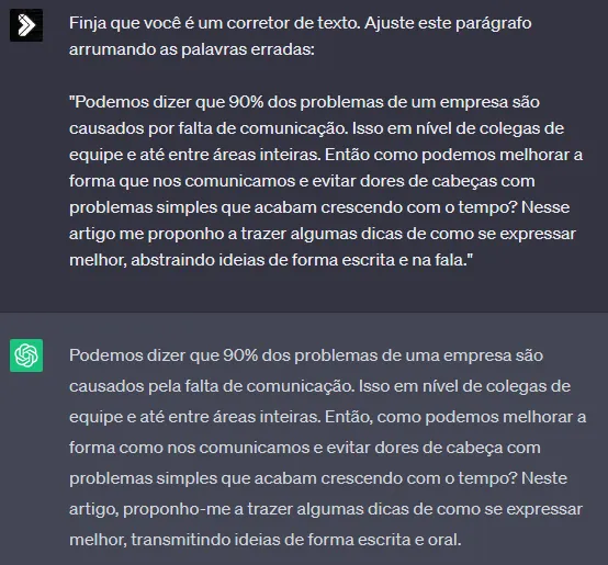 Exemplo de como melhorar um texto no ChatGPT