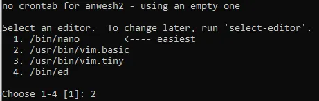 First time executing crontab -e
