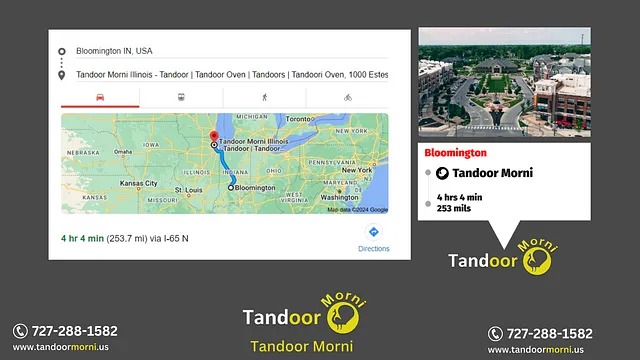 Tandoor for sale, highlighting the distance from the nearest warehouse in Illinois to Indiana.