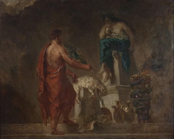 Lycurgus Consulting the Oracle, as imagined by Eugène Delacroix