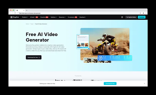 CapCut Landing Page