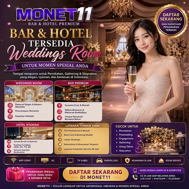 MONET11 Bar & Hotel Tersedia Weddings Room - Daftar Sekarang