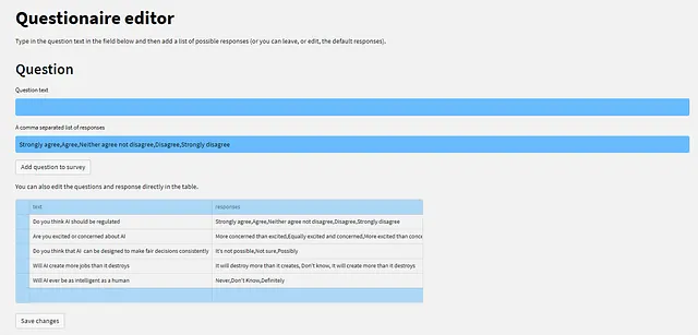 L'editor del questionario - screenshot dell'autore