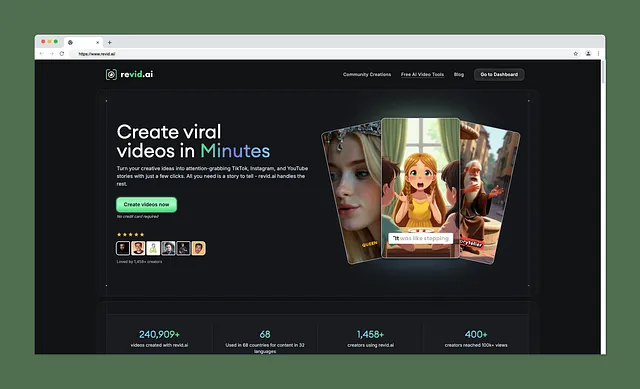 Revid.ai Landing Page