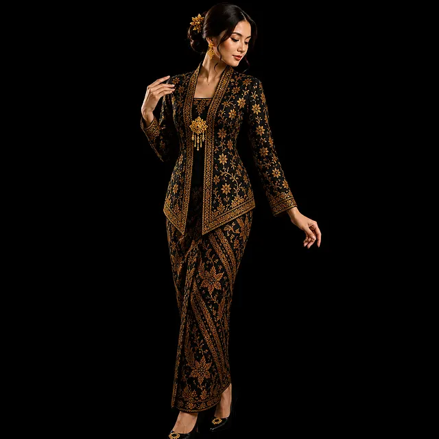 Kebaya Kartini Modern Premium Hitam Emas Arunika - Jepor Store