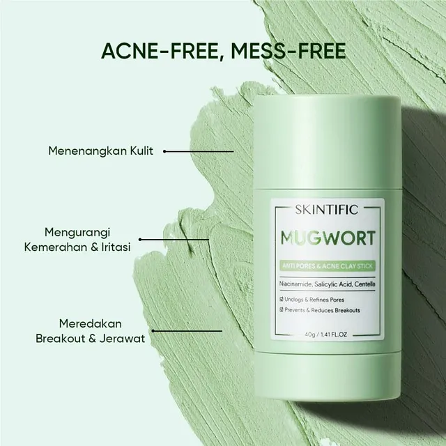 Pratinjau SKINTIFIC Mugwort Acne Clay Stick Mask 40 g