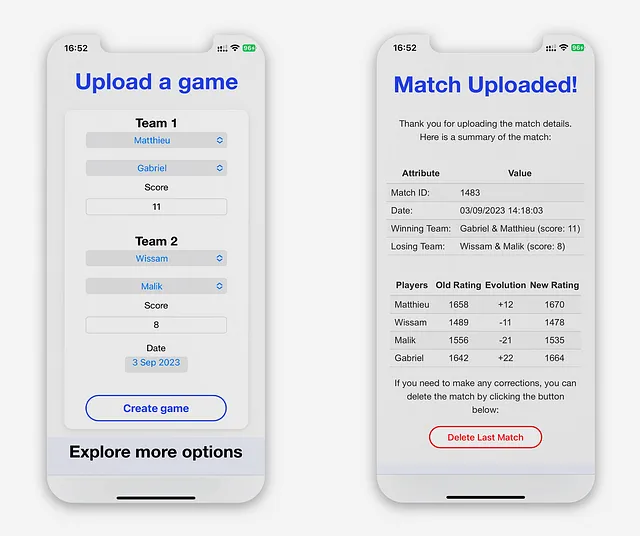 FIGURE IX: Upload a Game & Match Uploaded | Image by the author