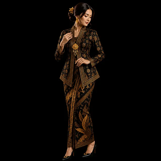 Kebaya Kartini Modern Premium Hitam Emas Sekar Aruna - Jepor Store