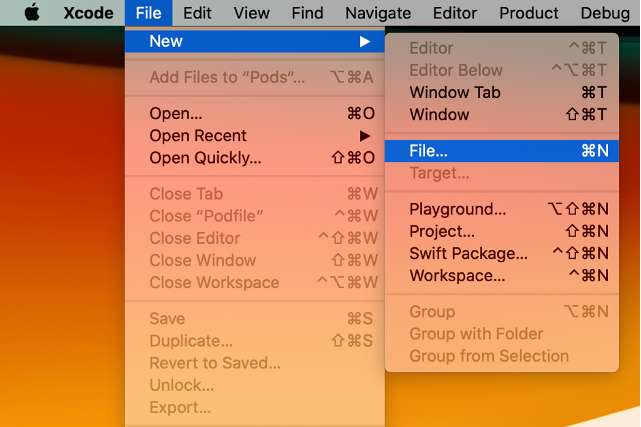 Create new project in Xcode