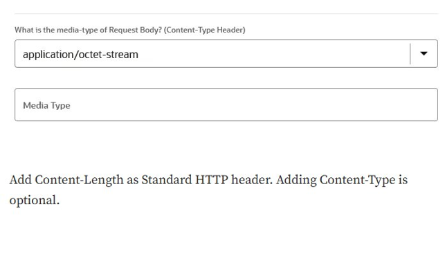Request media type configured as application/octet-stream.