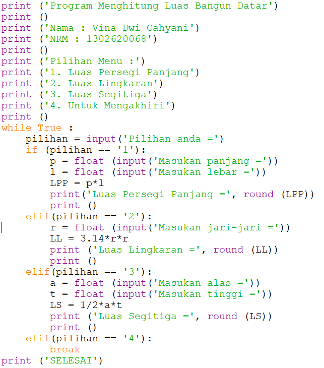 Proyek Python — Menghitung Luas Bangun Datar Pembuatan proyek ini, guna ...