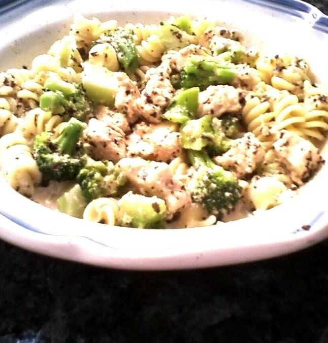 Tender morsels of chicken are sauteed in butter and seasoned with garlic and basil before being simmered with heavy cream and Parmesan cheese to make a delectably rich sauce for the pasta of your choice.