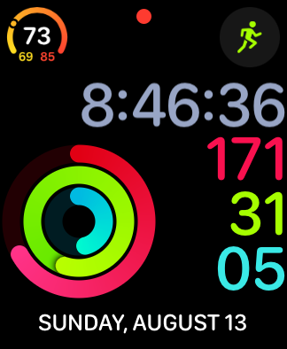 Screenshot of my Apple watch by author