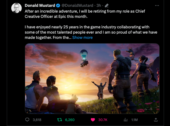 Donald Mustard retiring from Epic Games | by Lukas Eggen | Sep, 2023