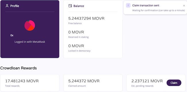 How to Claim and Staking Moonriver MOVR Tokens | by ANDRES FERNANDO ...